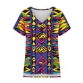 thumbnail image 3 of Camiseta de Manga Corta Imprimida de Ajuste Suelto de Algodón para Mujer, Camiseta de Mezcla de Rayón con Cuello en V, 3 of 5
