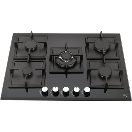 K&H 5 Burner 30 Inch Built-in LPG/Propane Gas Stove Top Glass Surface Cast Iron Cooktop UL/ETL Certified 5-GCW-LPG