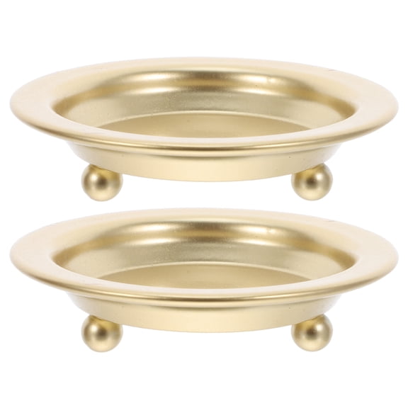 LOLIPPYY 2-Pack Vintage Metal Candle Holder Saucers, Rustic Decorative Accessories for Iron Candles, and Stylish