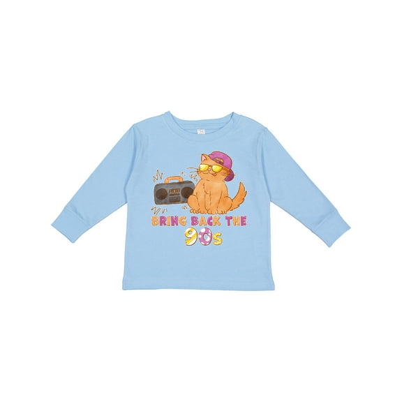 Inktastic Bring Back The 90s Cool Orange Cat Boys or Girls Long Sleeve Toddler T-Shirt