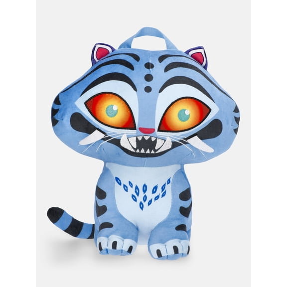 KPop Demon Hunters Kids' 12.5" Derpy Tiger Plush Backpack, Blue