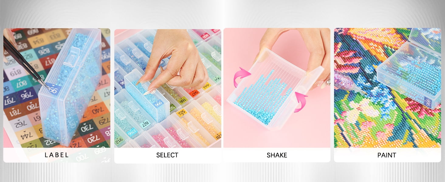 45PCS Diamond Painting Storage Containers Trays, Diamond Painting Accessories Diamond Painting Trays with Lids, 2-in-1 Diamond Art Storage and Trays, Bead Storage & Line-UP