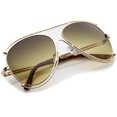 thumbnail image 5 of zeroUV Unisex Modern Metal Floating Border Brow Bar Gradient Lens Aviator Sunglasses 59mm (Gold / Green-Brown Gradient) - 59mm, 5 of 5