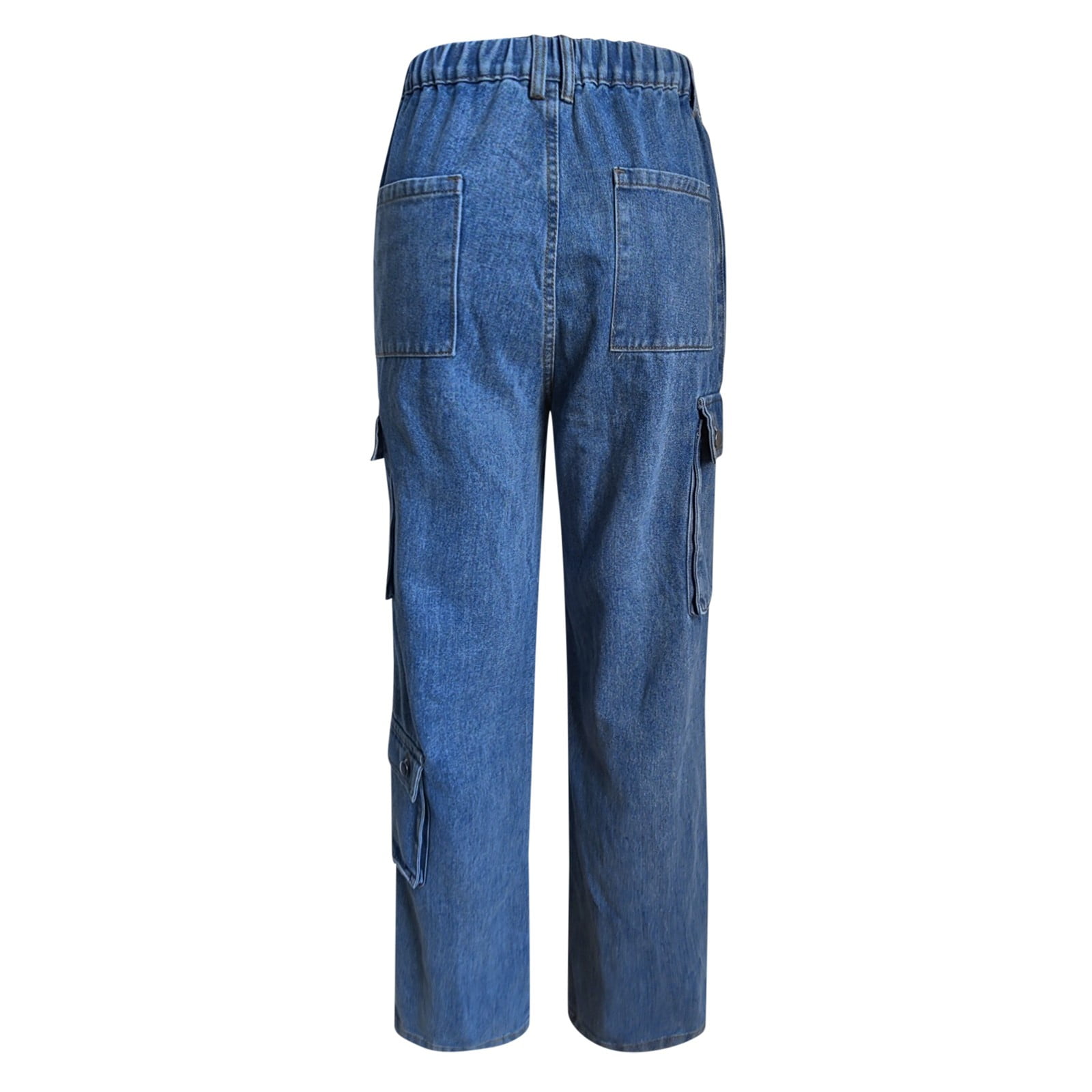 【KOOLOSET】Linen Multi-Pocket Denim Pants Jeans for Women Women's Washed Multi Pockets Design Long