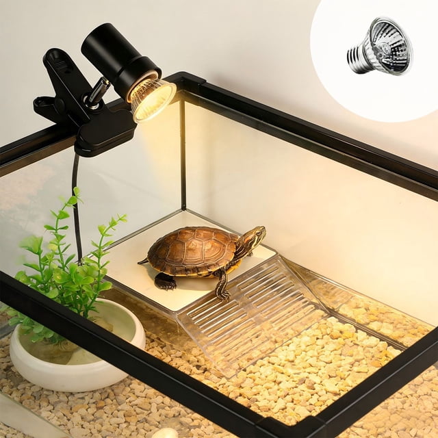 Adjustable Reptile Heating Lamp, Full Spectrum Basking Light With Infrared Heat Technology, for Pet Tortoise and Lizard Habitat, Silver