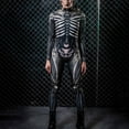 thumbnail image 2 of Tisuna Womens Halloween Onesie Skeleton 3D Printing Romper Long Sleeve Stand Collar Jumpsuit Stretchy Ladies Theme Party Stage Performance Tight Bodysuit Size L, 2 of 9