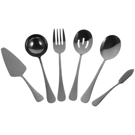 WHAMVOX Black Stainless Steel Serving Spoon Set for Kids, Smooth Surface Kitchen Tableware, 3 Pieces