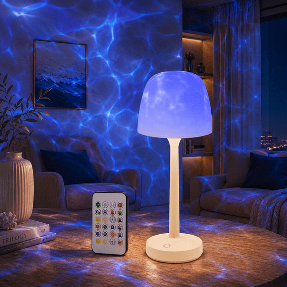 Sentryse Shower Lamp - Waterproof Bathroom Lamp with 16 Color Ocean Wave Projector, Rechargeable Shower Light with Touch & Remote Control, Cordless Light for Inside Shower/Bathtub
