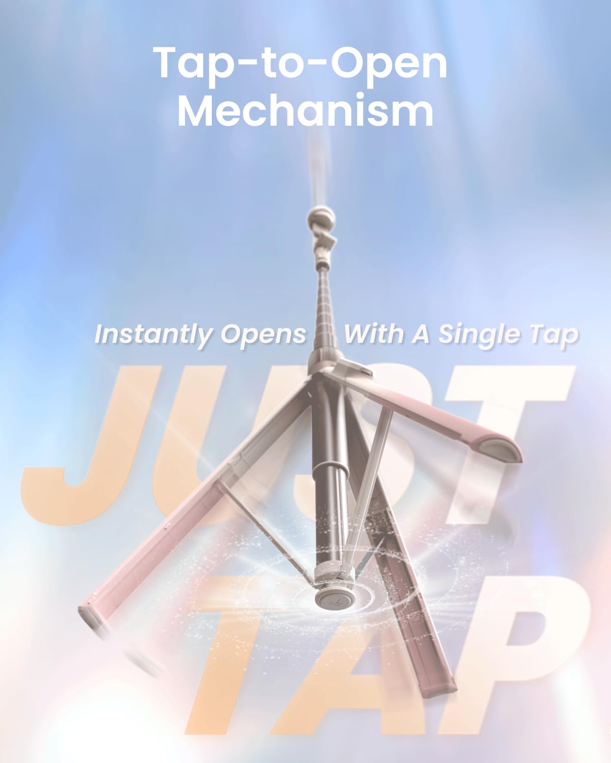 KraftGeek Automatic Tripod for iPhone, 66" Pink Phone Selfie Stick Tripod Stand for Recording, Travel, Content Creation - Ombré Peach