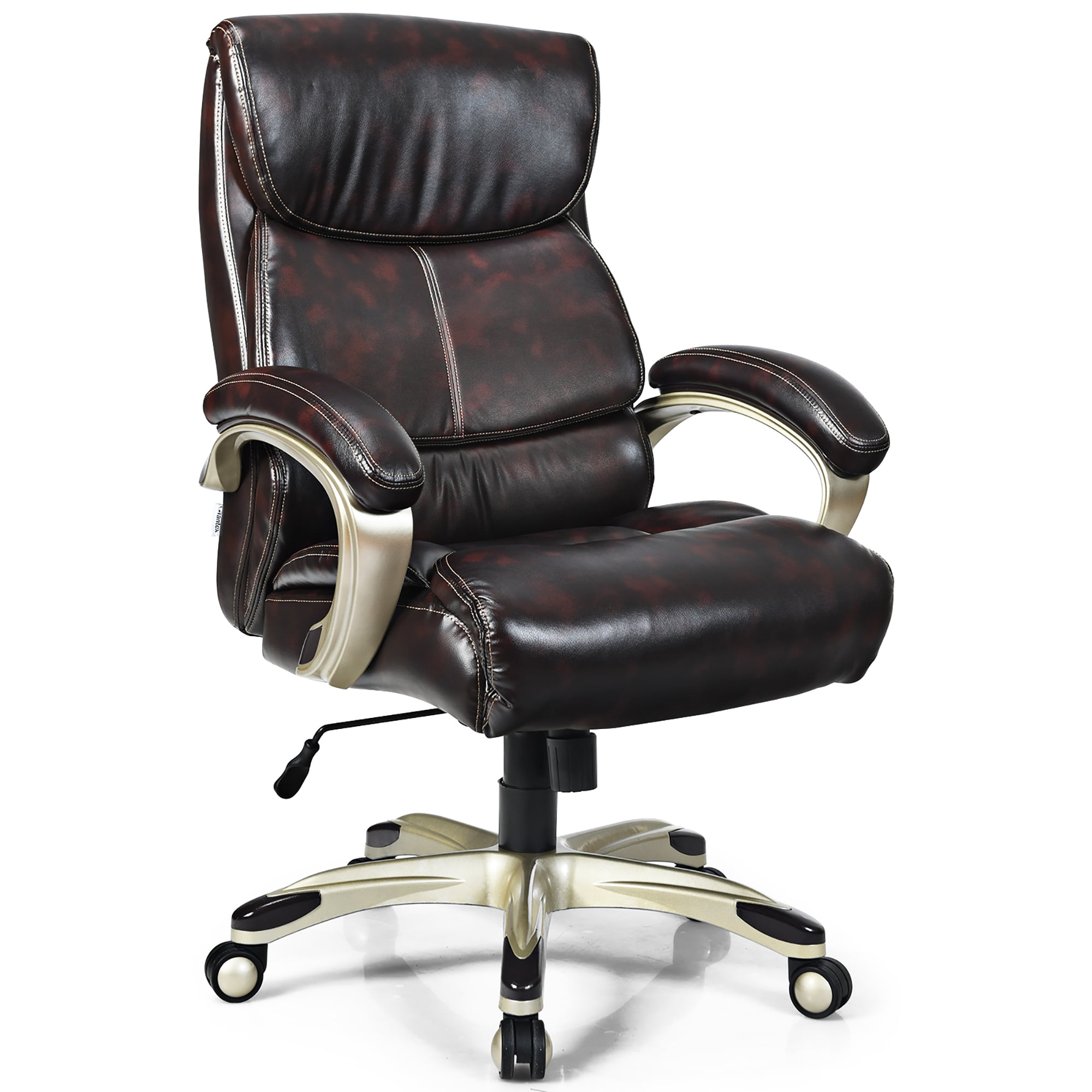 Costway Executive Big and Tall Office Chair High Back Leather Brown