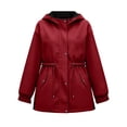 thumbnail image 3 of Girls' Jacket,Kids Mid-Length Slightly Waterproof Windproof Solid Color Hooded Coat, 3 of 3