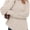 Apricot, variant on Czanzd Women's Cable Knit Asymmetrical Hem Sweater Crewneck Pullover Top-Apricot,L