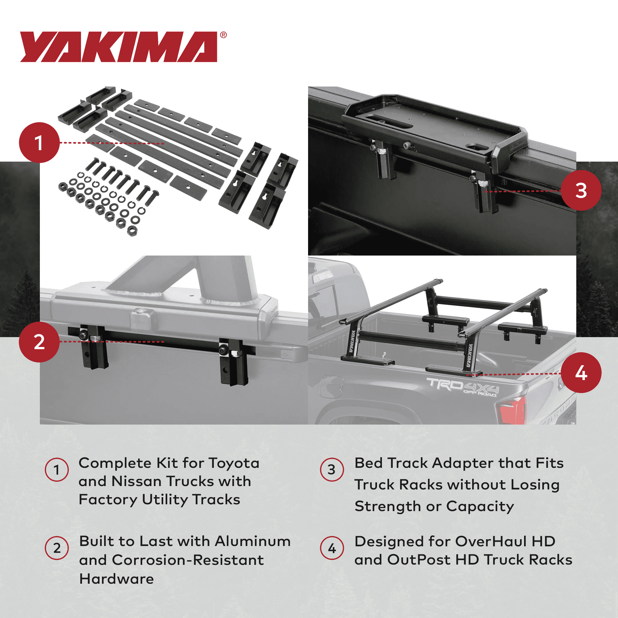 YAKIMA Bed Track Adapter Kit 1 for Toyota and Nissan Truck Bed 