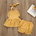thumbnail image 2 of Vedolay Girls Summer Shorts Sets Toddler Girl's 2 Piece Outfits Figure Graphic Bow Front Tank Top and Floral Print Shorts,Yellow 6-12 Months, 2 of 5