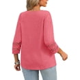 thumbnail image 5 of WellSize 3/4 Sleeve Womens Plus Size Tops V Neck Trendy Tunic Fall Blouses Curved Hem Casual Shirts, 5 of 8