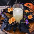 thumbnail image 1 of Halloween Candle Wreath - Black Artificial Flower Ring for Table Candlestick Display | Plastic Simulation Floral Decor | 9.84in Diameter | 1 Pc | Reusable Prop, 1 of 6