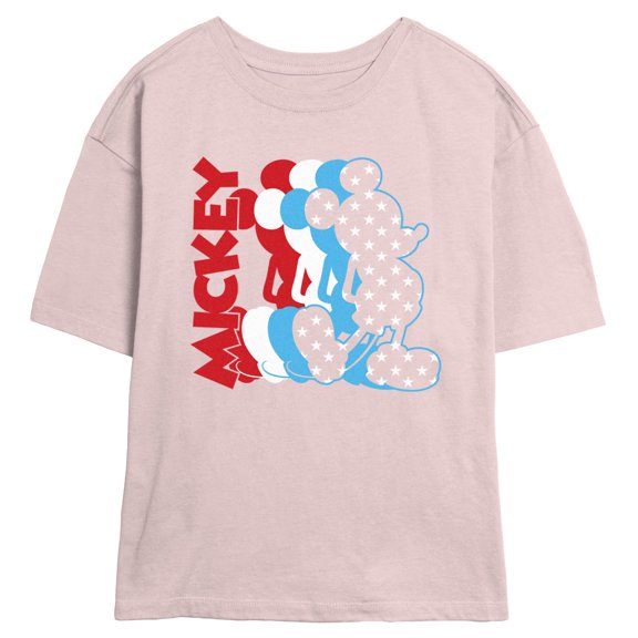 Junior's Mickey & Friends Patriotic Silhouettes Graphic T-Shirt