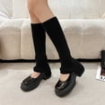 thumbnail image 6 of Milue Solid Color Socks Knitted Leg Warmers Foot Cover Autumn Calf Gaiters for Dress, 6 of 21