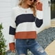 thumbnail image 1 of Puntoco-suéter a la moda para mujer, suéter de cuello redondo largo y cómodo con bloques de Color, top, liquidación navideña Puntoco Puntoco-513, 1 of 5