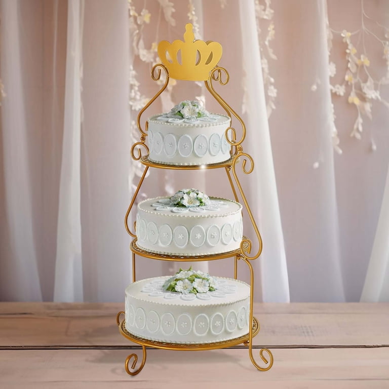 Metal Cake Separator Stand - Gold, 3.93" High, 5.9" Base, C-Shape Tier Spacer For Wedding & Birthday