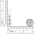 thumbnail image 2 of Gem Stone King 925 Silver and 10k Yellow Gold Swiss Blue Topaz Pink Created Sapphire and White Lab Grown Diamond Triple 3 Heart Shape Pendant Necklace for Women (1.38 Cttw, with 18 inch Chain), 2 of 3