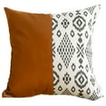thumbnail image 2 of Bohemian Handmade Decorative Single Throw Pillow Vegan Faux Leather Geometric 17" x 17" Brown & Ivory Square for Couch, Bedding, 2 of 4