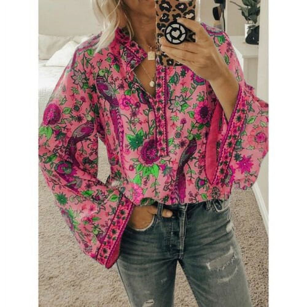 Womens Boho Long Sleeve Casual Baggy Tops Ladies Hippie Gypsy Tunic Blouse Shirt Walmart