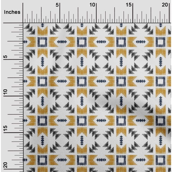 oneOone Organic Cotton Poplin Twill Fabric Geometric Ikat Printed Fabric 1 Yard 42 Inch Wide