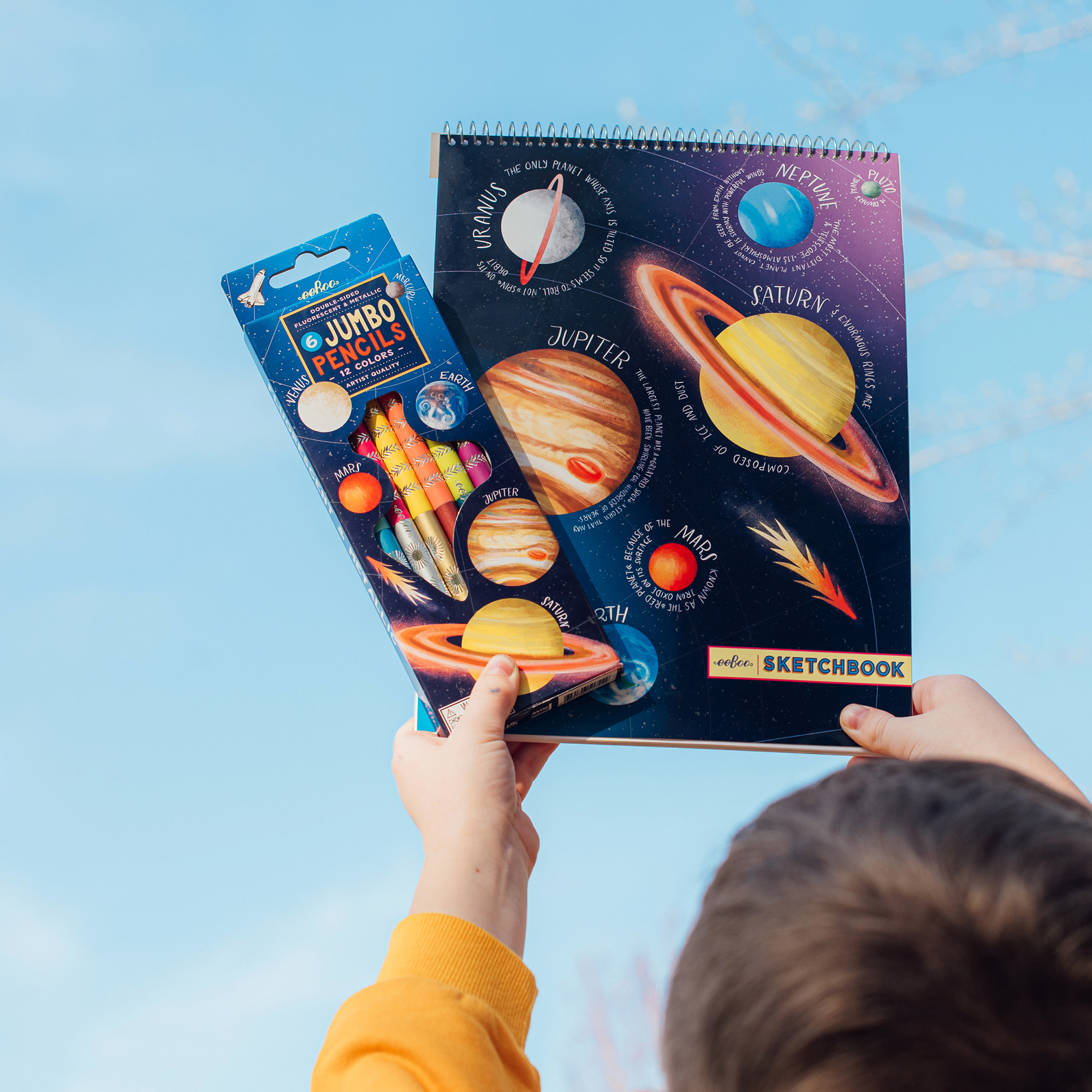 eeBoo: Sketchbook– Our Planets - Solar System Spiral Bound Pad, Color & Drawing Paper, 60 Pages, 8.5x11", Eco-Friendly, Portable, Kids Art Supplies