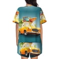thumbnail image 4 of Womens Pajama Sets With Pocket, Summer Funny Retro Car With Surfboard Lounge Sets Short Sleeve Sleepwear PJ Sets for Women, 4 of 6