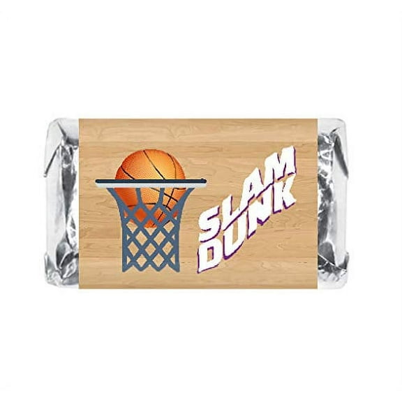 60 Sports Basketball Miniature Candy Bar Wrapper, Mini Candy Bar Stickers for Birthday Party, Baby Shower, Wedding, Graduation, or Any Family Event Decorations, Candy Not Included.