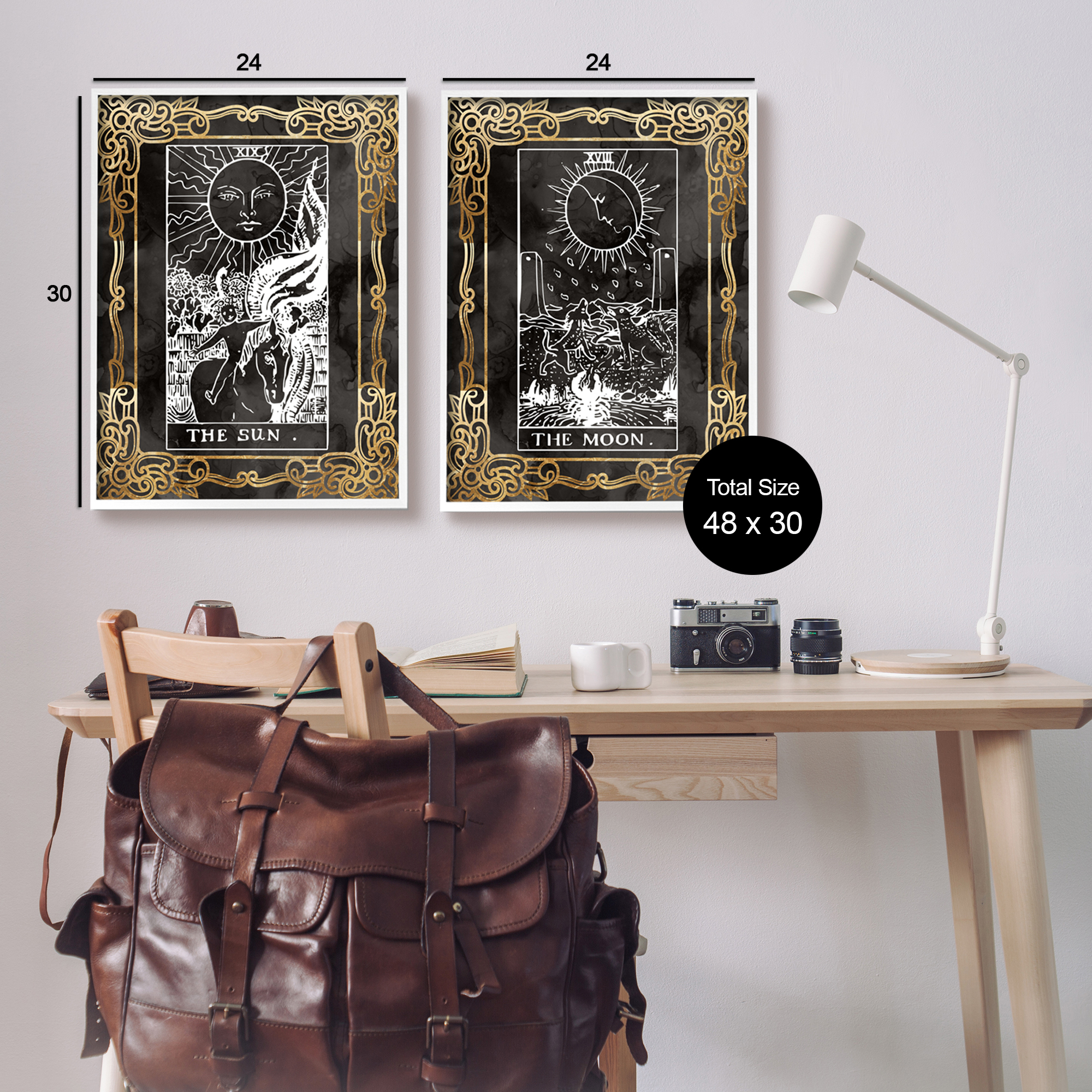 Stupell Industries Ornate Tarot Sun & Moon Animals & Insects Painting White Framed Art Print Wall Art, 24 x 30