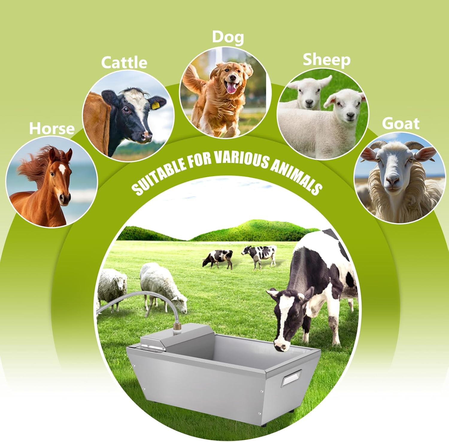 4Gal Automatic Livestock Water Trough for Horse Metal Auto Dog Water Bowl Dispenser for Dogs Large Capacity Self Filling Livestock Waterer Feeder for Dogs Horse Goat Sheep Pet