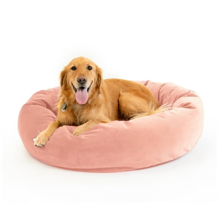 Luxury Velvet Dog Bed  Washable Cloud-Like Memory Foam  Size Large in Blush