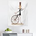thumbnail image 1 of Cigar Tapestry, Gentleman with Mustache Top Hat Umbrella Retro Bike and Smoking a Cigar, Fabric Wall Hanging Decor for Bedroom Living Room Dorm, 5 Sizes, Brown Beige and White, by Ambesonne, 1 of 1