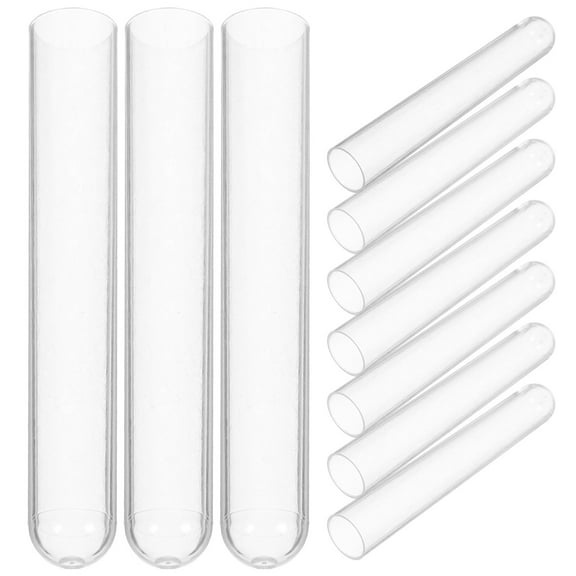 10-Pack Clear Disposable Plastic Test Tubes for Lab and Science Experiments, Multi-Purpose Tubes for Educational Use