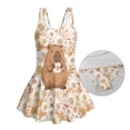 thumbnail image 6 of Uourmeti Cartoon Capybara Daisy Floral Swim Dress for Girls - Sleeveless Skirted One Piece Bathing Suit with Quick Dry Stretch Fabric, 6 of 8