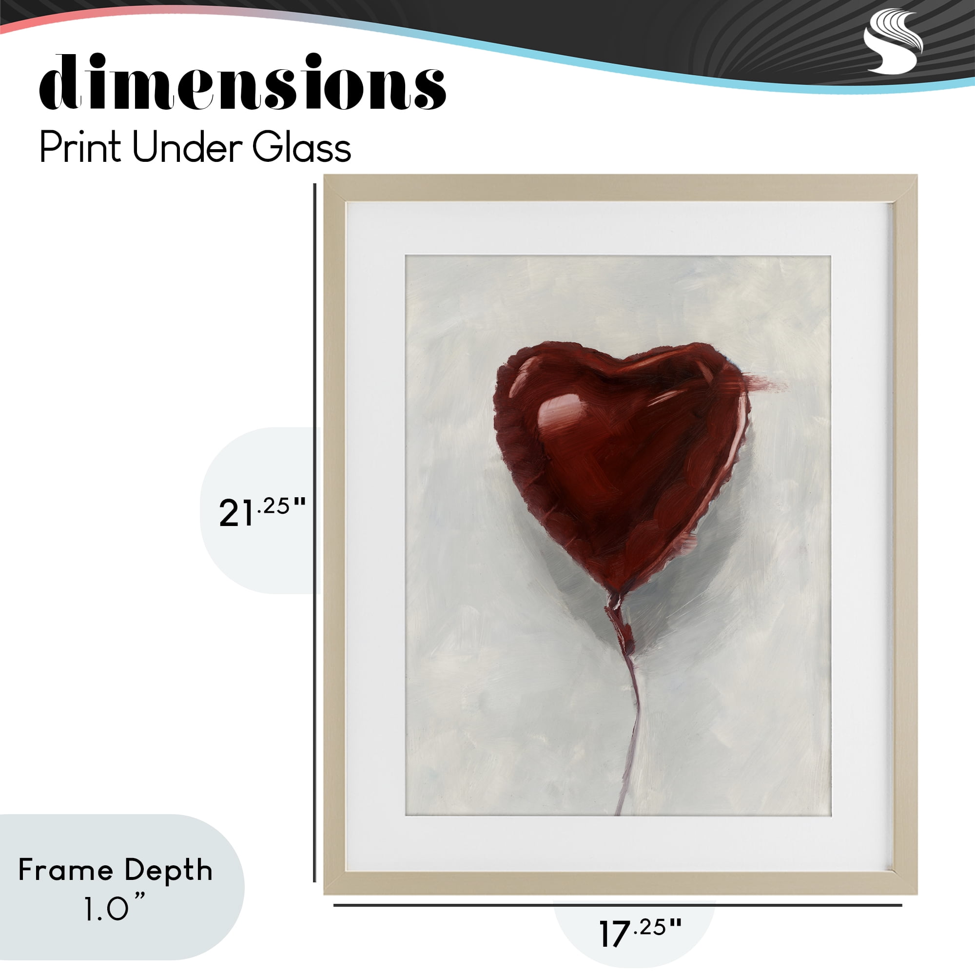 Stupell Industries Heart Shaped Balloon Birch Framed Print Under Glass, design by Ethan Harper