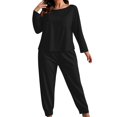 thumbnail image 5 of CAZOFW Women Pajamas,Plus Size 2 Piece Long Sleeve Top,Long Pant,Soft Loose Loungewear Sleep Pjs Sizes XL-5X, 5 of 6