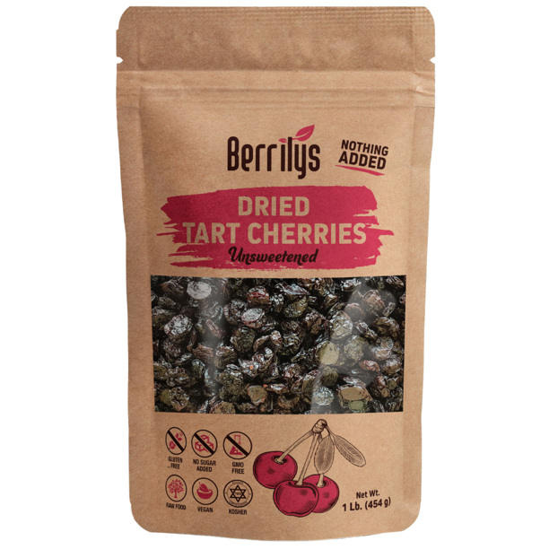 Berrilys Dried Tart Cherries, Unsweetened, 16 oz, Pitted, NonGMO