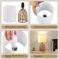 thumbnail image 3 of NATYSWAN Rattan Boho Table Lamps Set of 2-13.75" Mini Farmhouse Rustic End Table Decorative Small Lamps for Small Spaces Bedroom Nightstand Living Room Reading Desk Side Lamp, 3 of 8