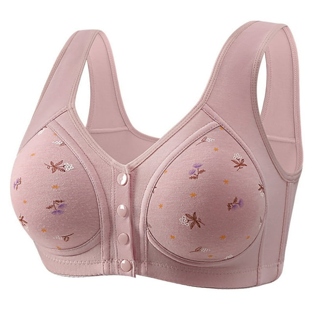 hotojiny Plus Size Bras for Women Front Closure No Underwire Comfort Bralettes Full Coverage Wireless Padded Sleep Bra