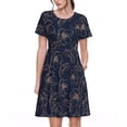 thumbnail image 1 of Balery Copper-Gold Gloss Outline Cherry Vestidos sueltos de manga corta para mujer, vestidos de verano 2025, vestidos casuales de corte A con vuelo., 1 of 6
