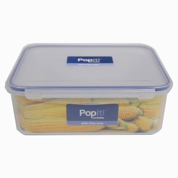 Contenedor Hermético Popit! XE092P-4 Rectangular Con Rejilla Removible 4.8 L