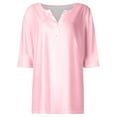 thumbnail image 4 of Diufon Womens Plus Size Tees Summer Casual Solid Color Tops V Neck Short Sleeve Button T-Shirts, 4 of 5