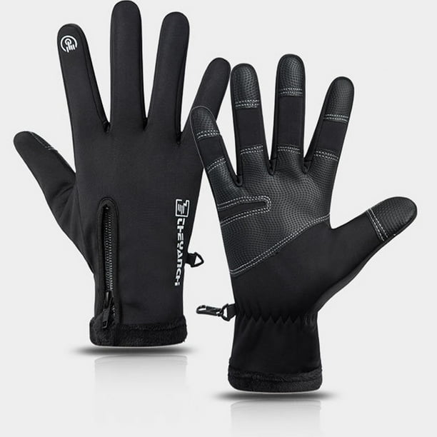 1 par de guantes cálidos impermeables de invierno a prueba de viento Guantes Térmicos para pantalla táctil hombres mujeres con cremallera guantes de ciclismo de dedo completo M