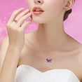 thumbnail image 7 of Uloveido White Gold Plated Teardrop Purple Stone Butterfly Earrings Necklace Pendant and Charm Anniversary Rings Jewelry Set for Bridal Women T234, 7 of 7