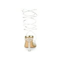 thumbnail image 2 of BLISSFUL STEP Women's Pumps Stiletto Heels Lace up Clear Heel Pumps Gold 11, 2 of 7