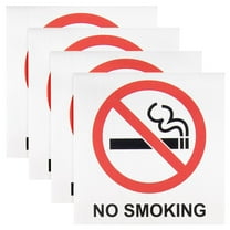 4-Pack 5.5 x 5.5 Inch No Smoking Signs for Business - Self-Adhesive Metal Stickers for Homes, Vehicles and Outdoors