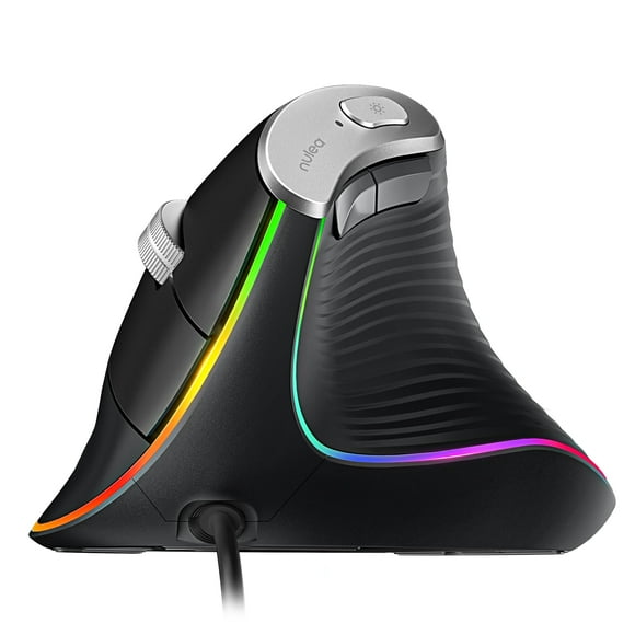 Ratón vertical con cable Nulea M504, cable USB RGB ergonómico de 1,8 m
